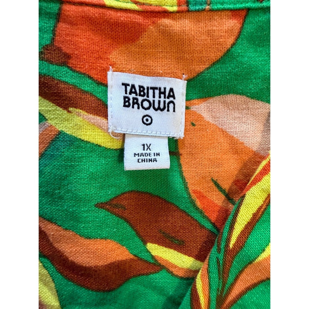 Tabitha Brown Target Linen Blend Tropical Leopard Print Shirt Shorts Set XL/ 1X - Picture 4 of 9